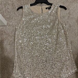 Chic Sequin Sleeveless Top Gold